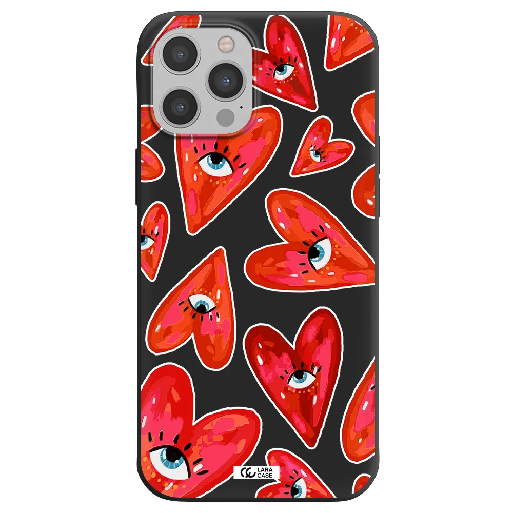 Evil Eye Heart Apple iPhone 12 pro max Silicone black Case