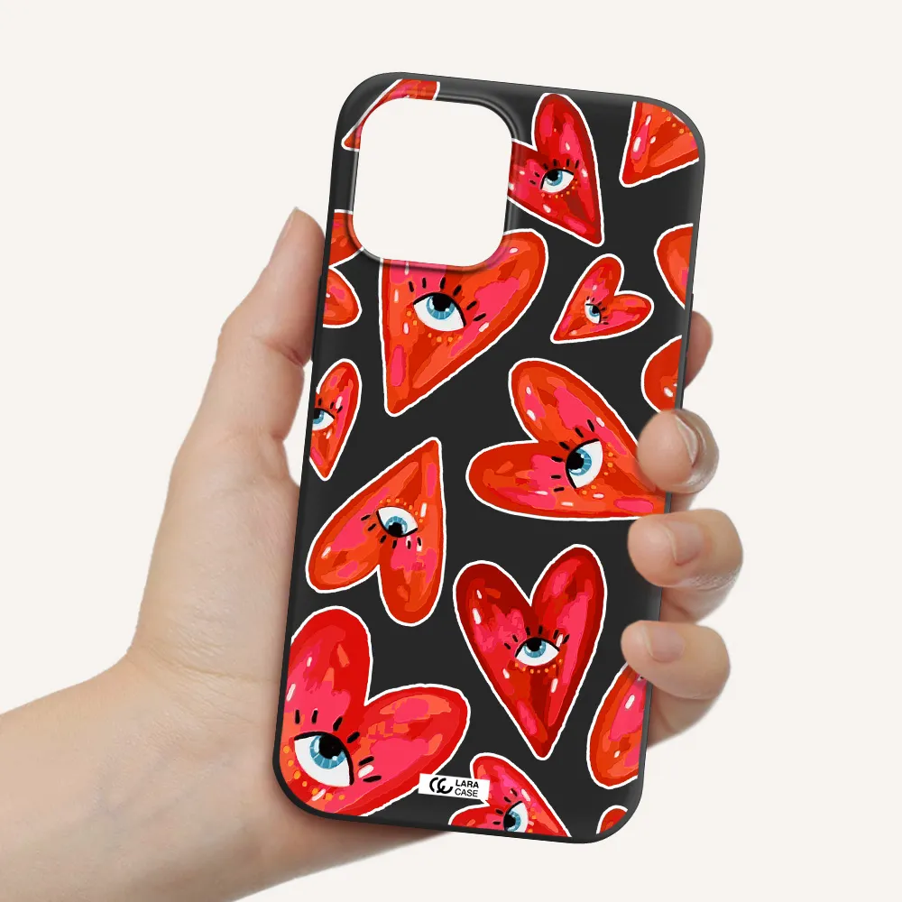 Evil Eye Heart Apple iPhone 12 pro max Silicone black Case