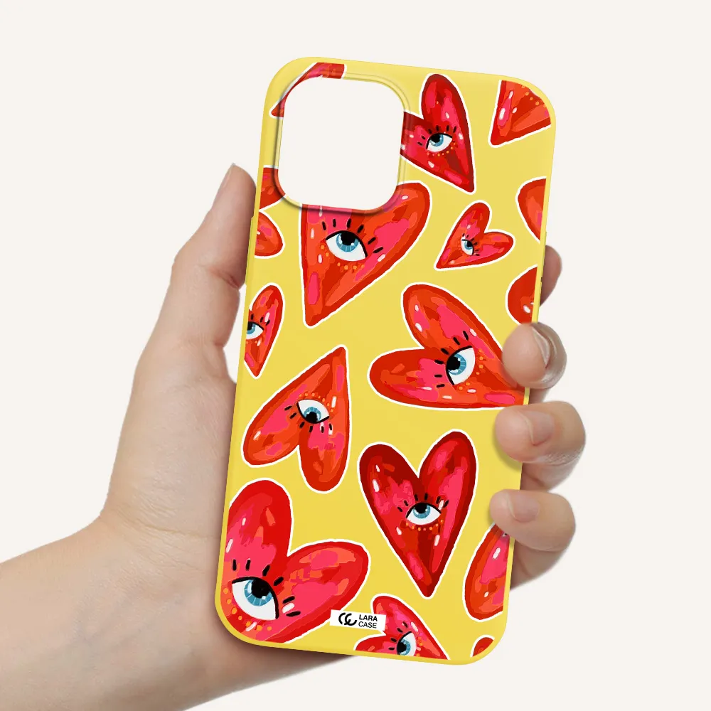 Evil Eye Heart Apple iPhone 12 pro max Silicone canary yellow Case