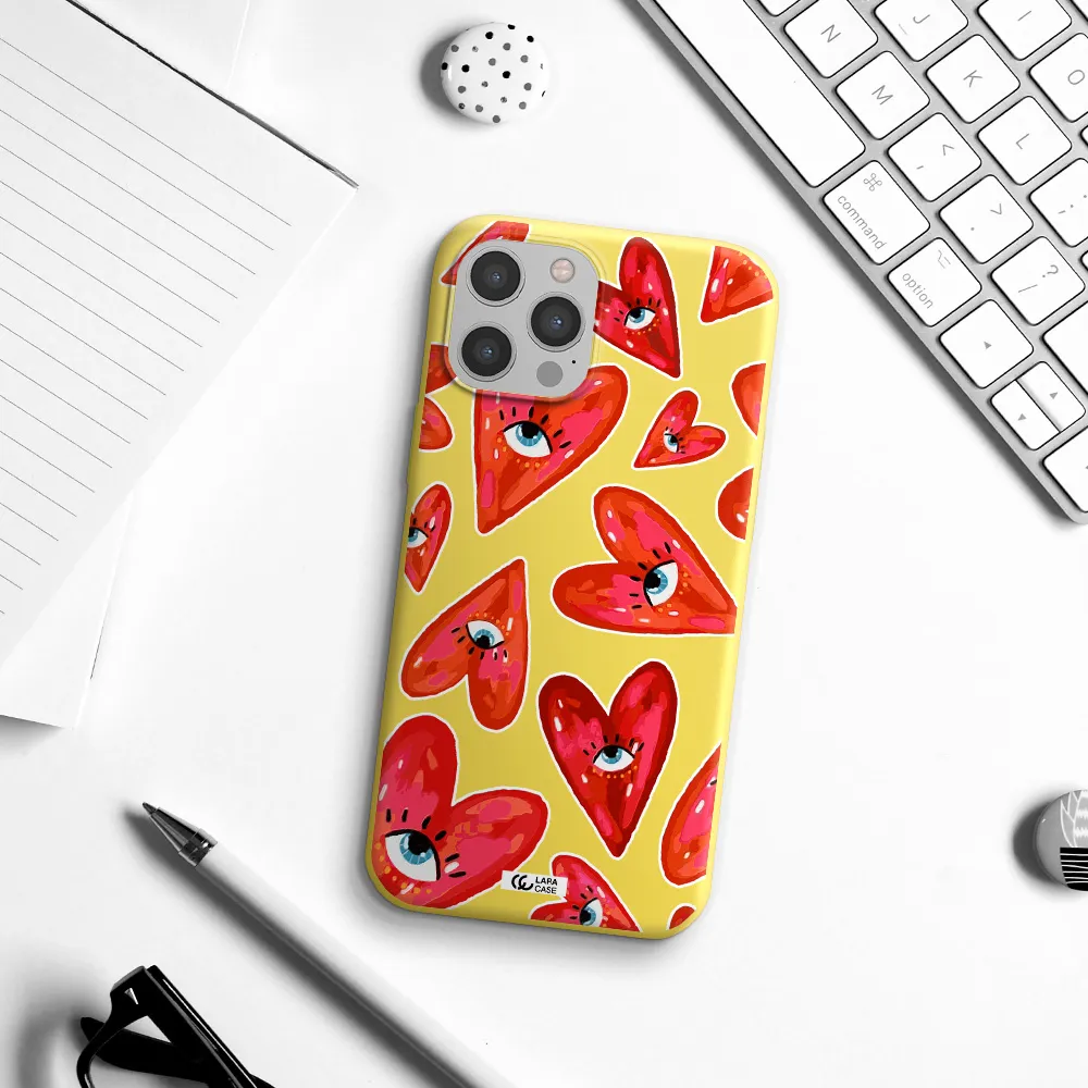 Evil Eye Heart Apple iPhone 12 pro max Silicone canary yellow Case