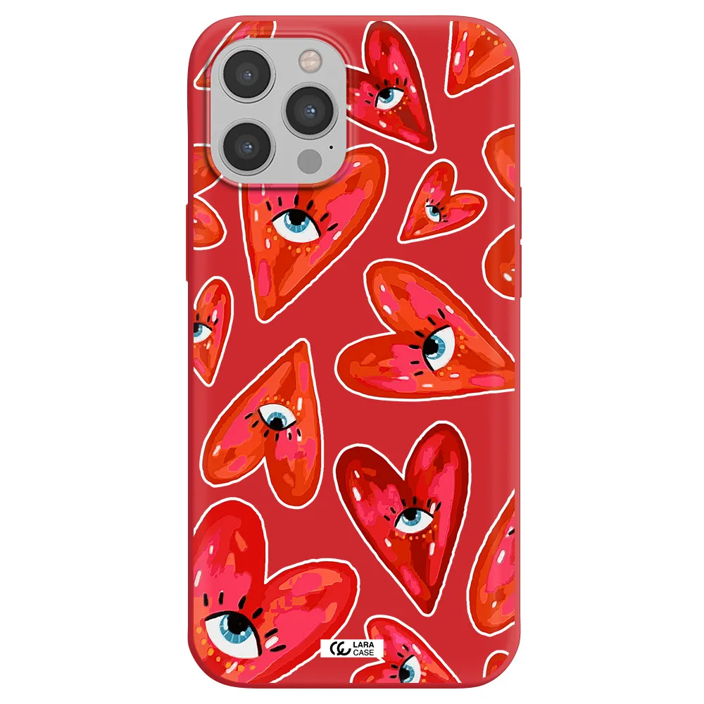 Evil Eye Heart Apple iPhone 12 pro max Silicone Imperial Red Case