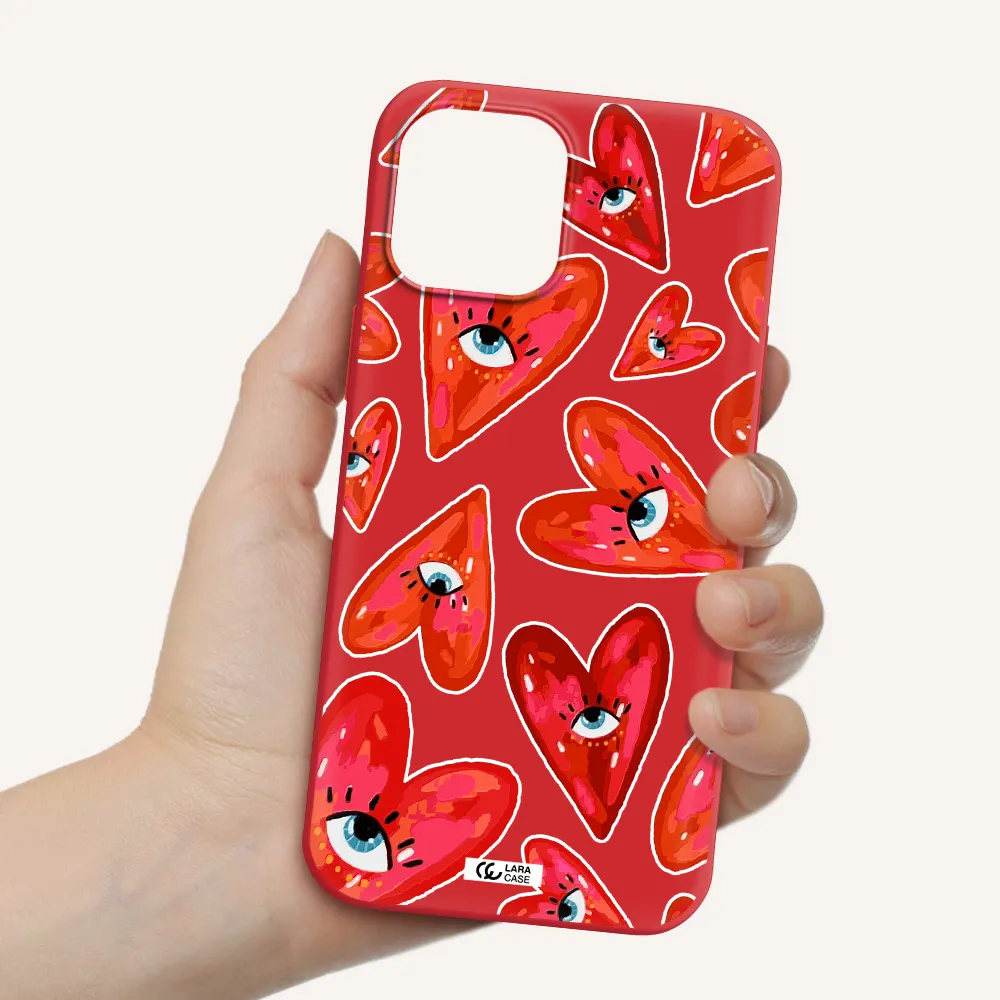 Evil Eye Heart Apple iPhone 12 pro max Silicone Imperial Red Case