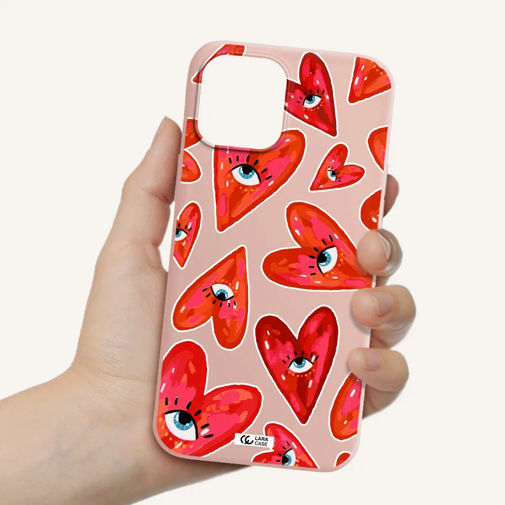 Evil Eye Heart Apple iPhone 12 pro max Silicone pastel pink Case