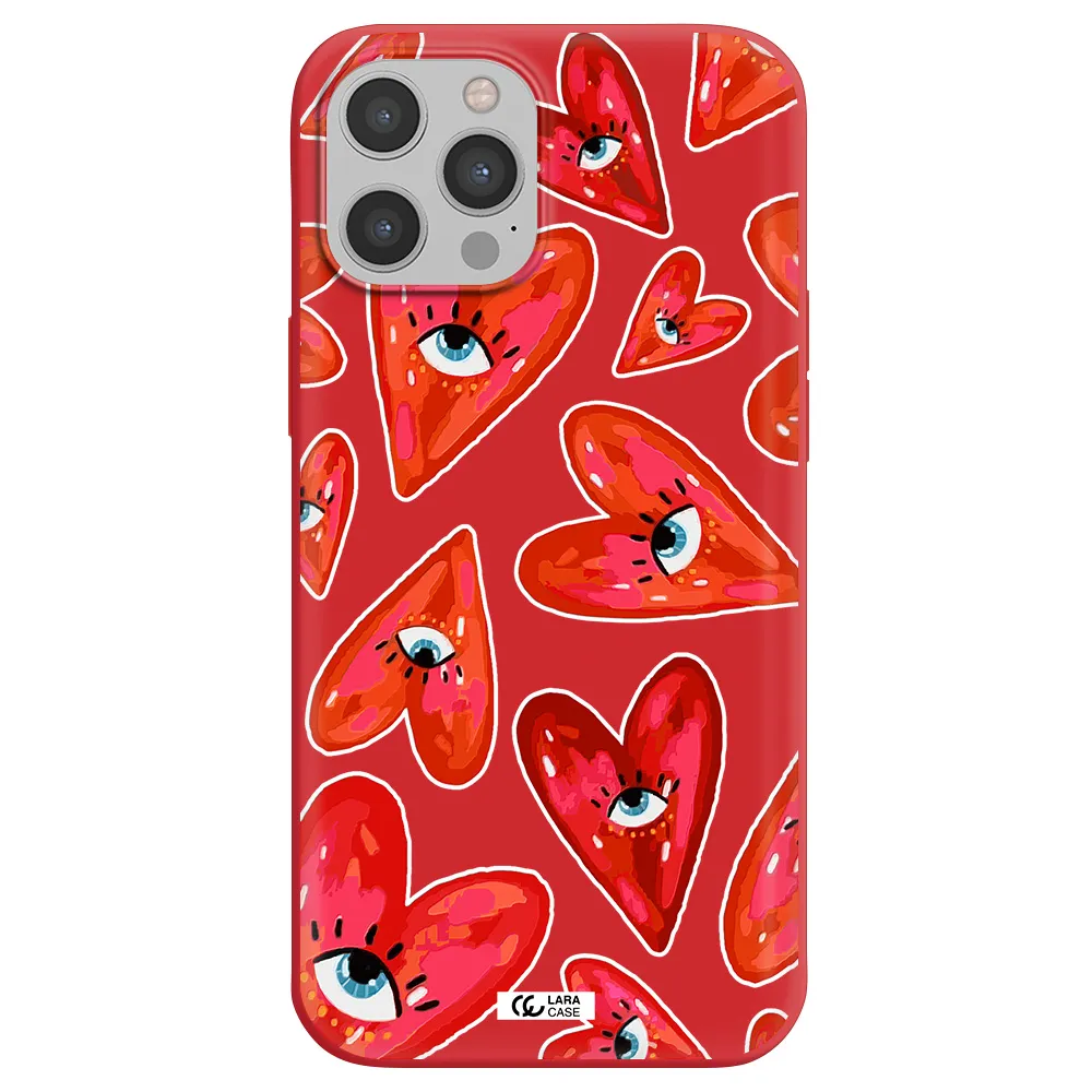 Evil Eye Heart Apple iPhone 12 pro Silicone Imperial Red Case