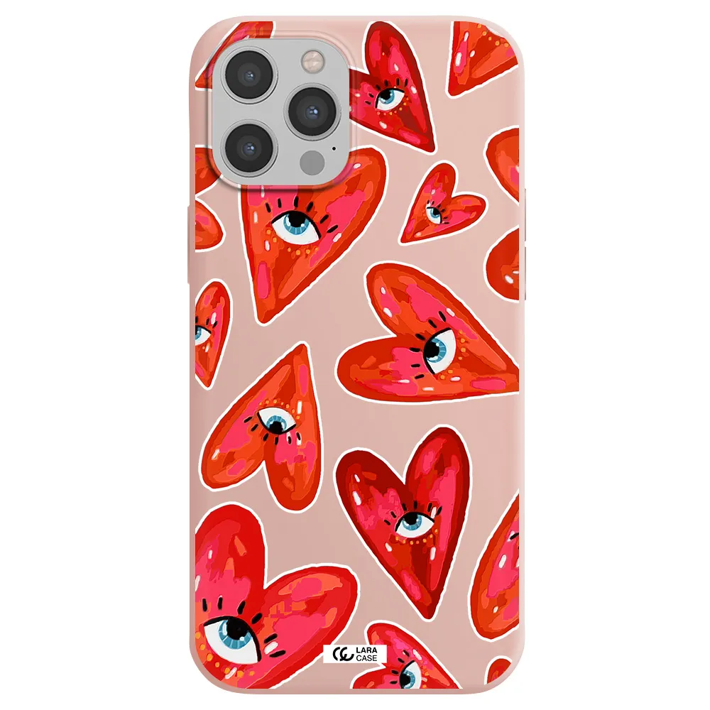 Evil Eye Heart Apple iPhone 12 pro Silicone pastel pink Case
