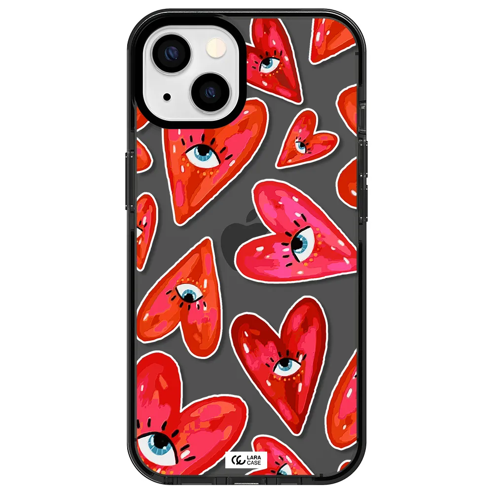 Evil Eye Heart Apple iPhone 13 impact Smoke Black Case