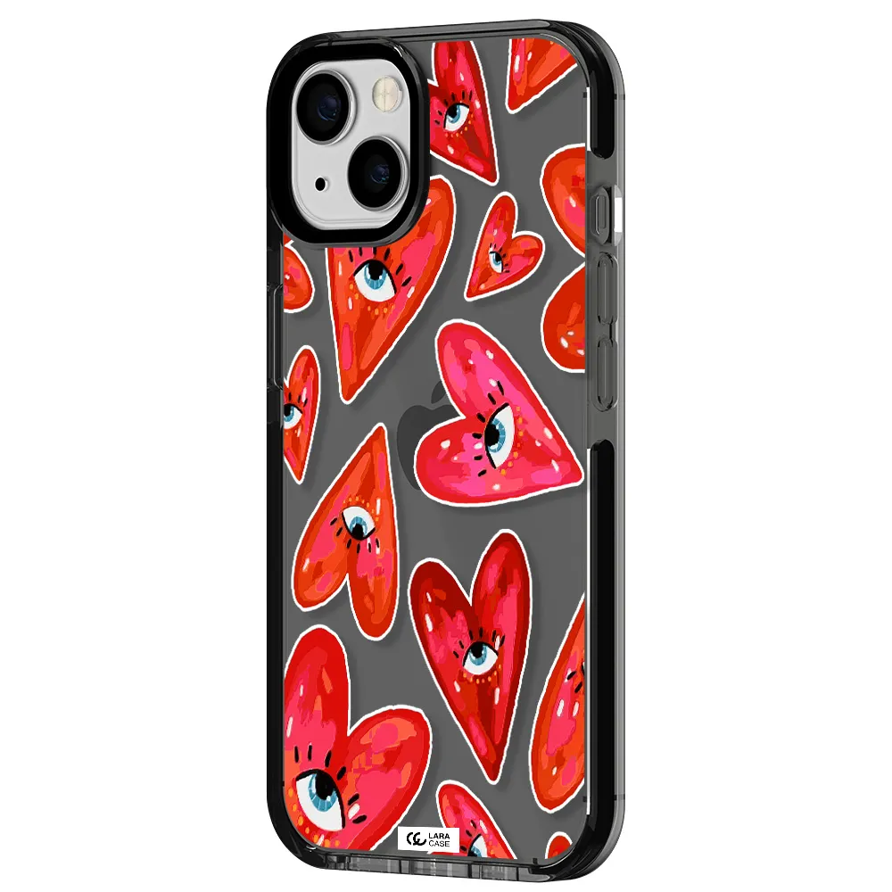 Evil Eye Heart Apple iPhone 13 impact Smoke Black Case