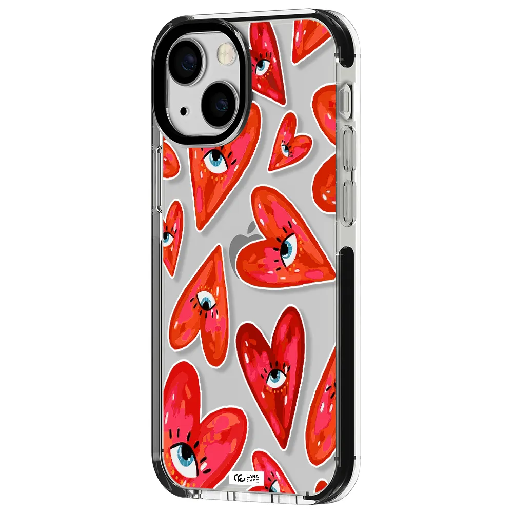 Evil Eye Heart Apple iPhone 13 mini impact black border Case
