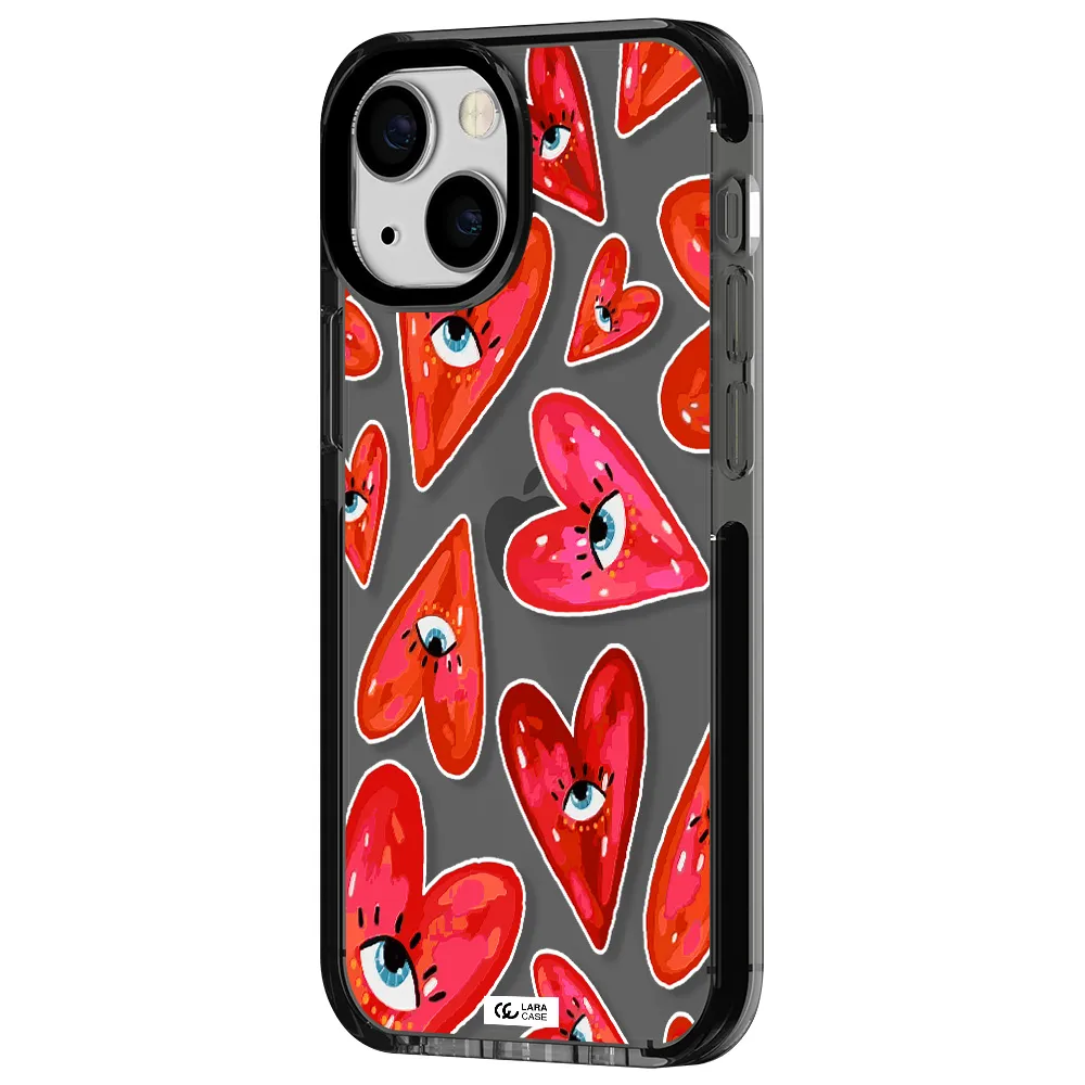 Evil Eye Heart Apple iPhone 13 mini impact Smoke Black Case