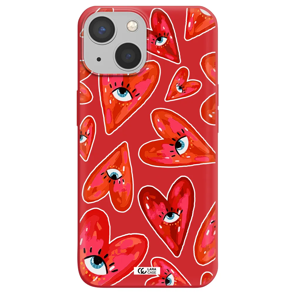 Evil Eye Heart Apple iPhone 13 mini Silicone Imperial Red Case