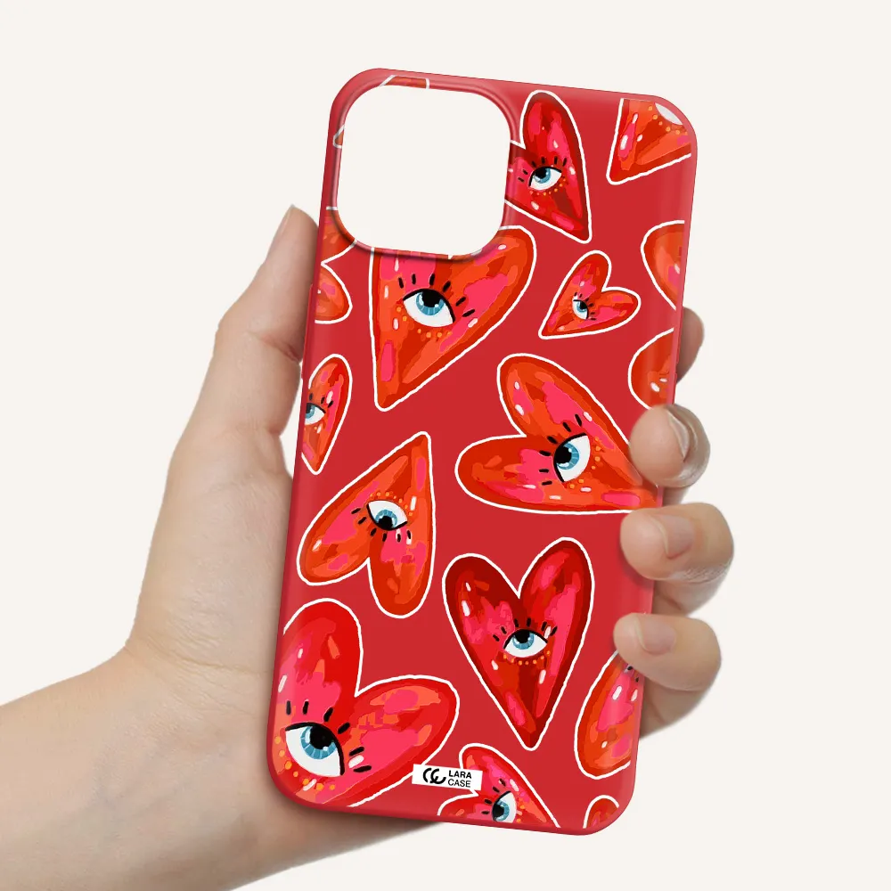 Evil Eye Heart Apple iPhone 13 mini Silicone Imperial Red Case