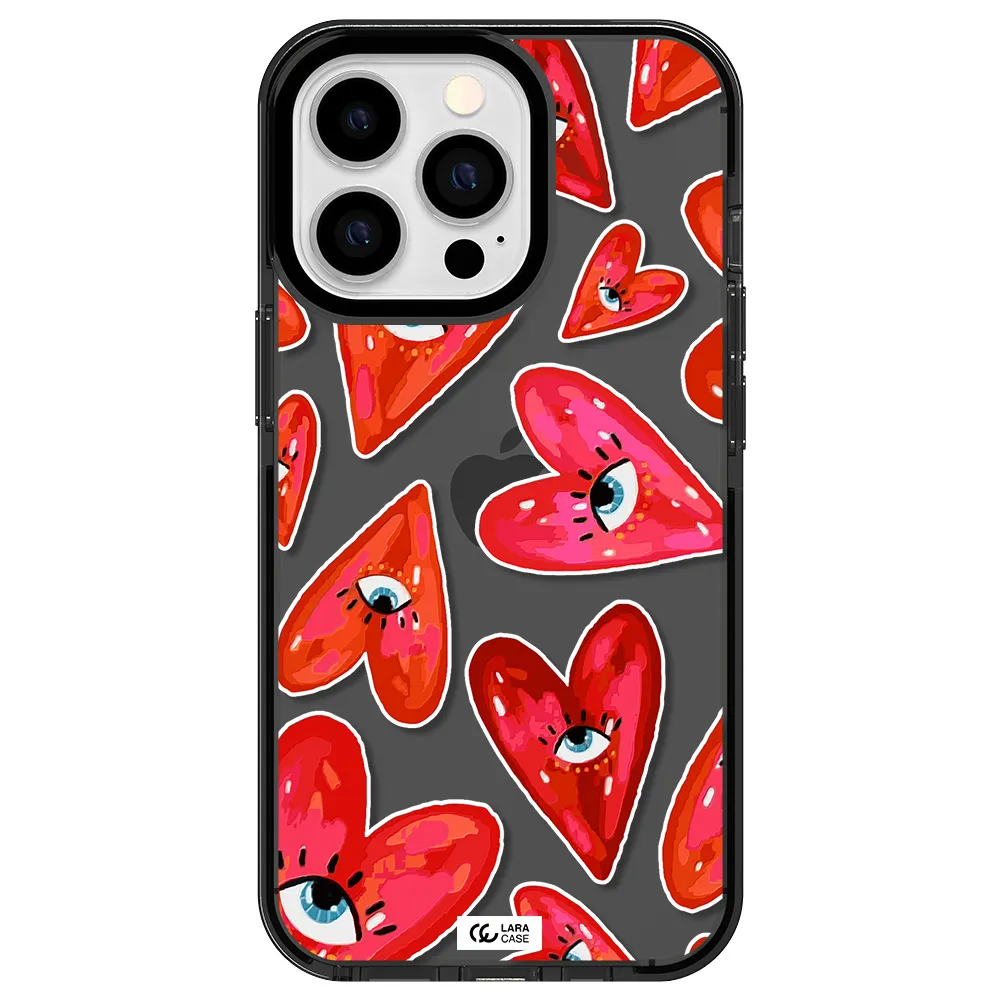 Evil Eye Heart Apple iPhone 13 Pro impact Smoke Black Case