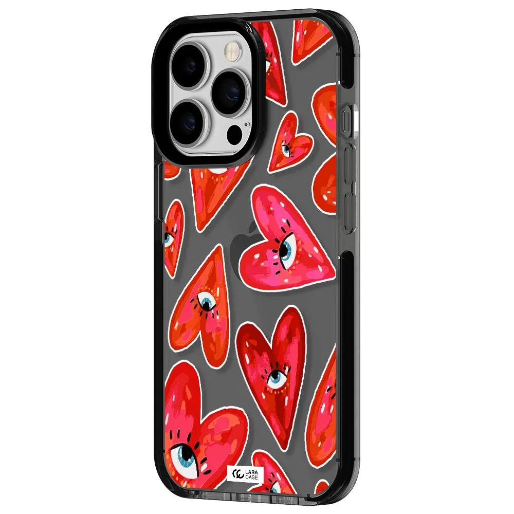 Evil Eye Heart Apple iPhone 13 Pro impact Smoke Black Case