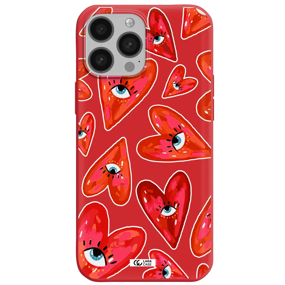 Evil Eye Heart Apple iPhone 13 Pro Silicone Imperial Red Case