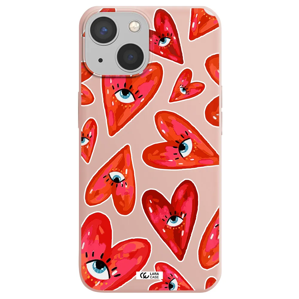Evil Eye Heart Apple iPhone 13 Silicone pastel pink Case