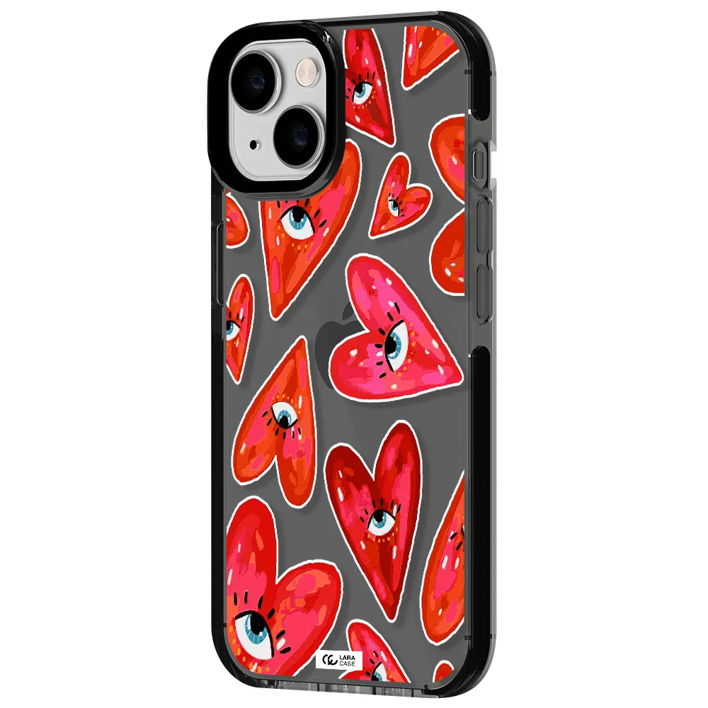 Evil Eye Heart Apple iPhone 14 impact Smoke Black Case
