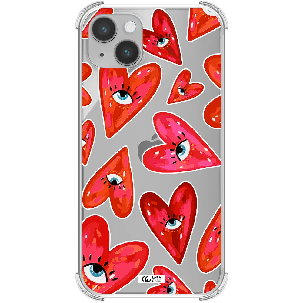 Evil Eye Heart Apple iPhone 14 plus Clear PC Case