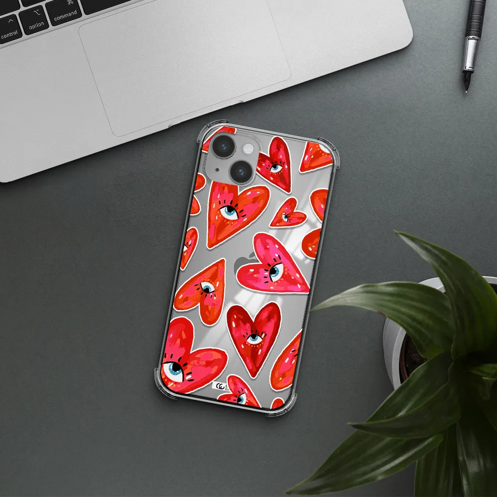 Evil Eye Heart Apple iPhone 14 plus Clear PC Case