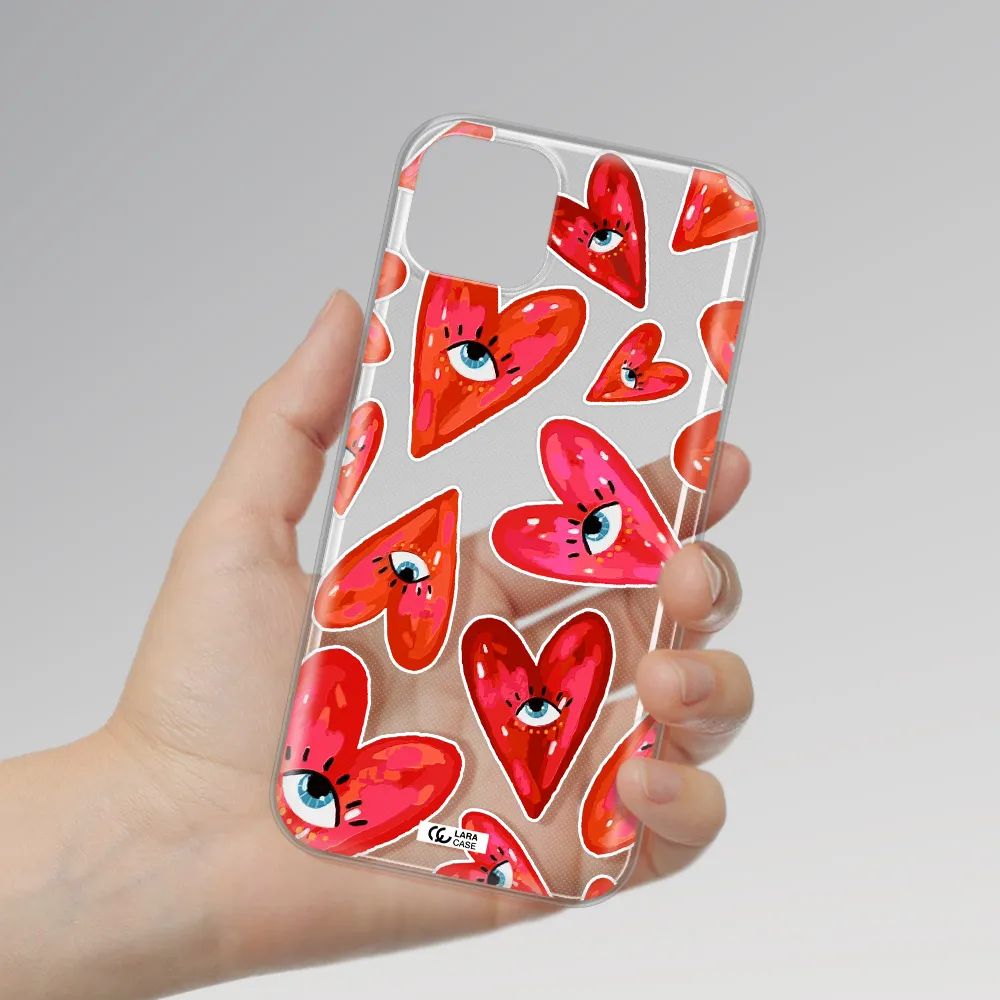 Evil Eye Heart Apple iPhone 14 plus Clear TPU Case