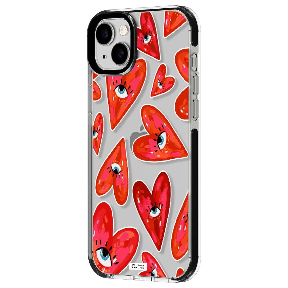 Evil Eye Heart Apple iPhone 14 plus impact black border Case