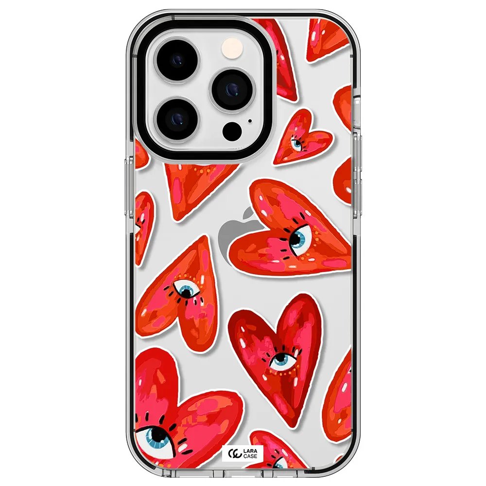 Evil Eye Heart Apple iPhone 14 pro impact black border Case