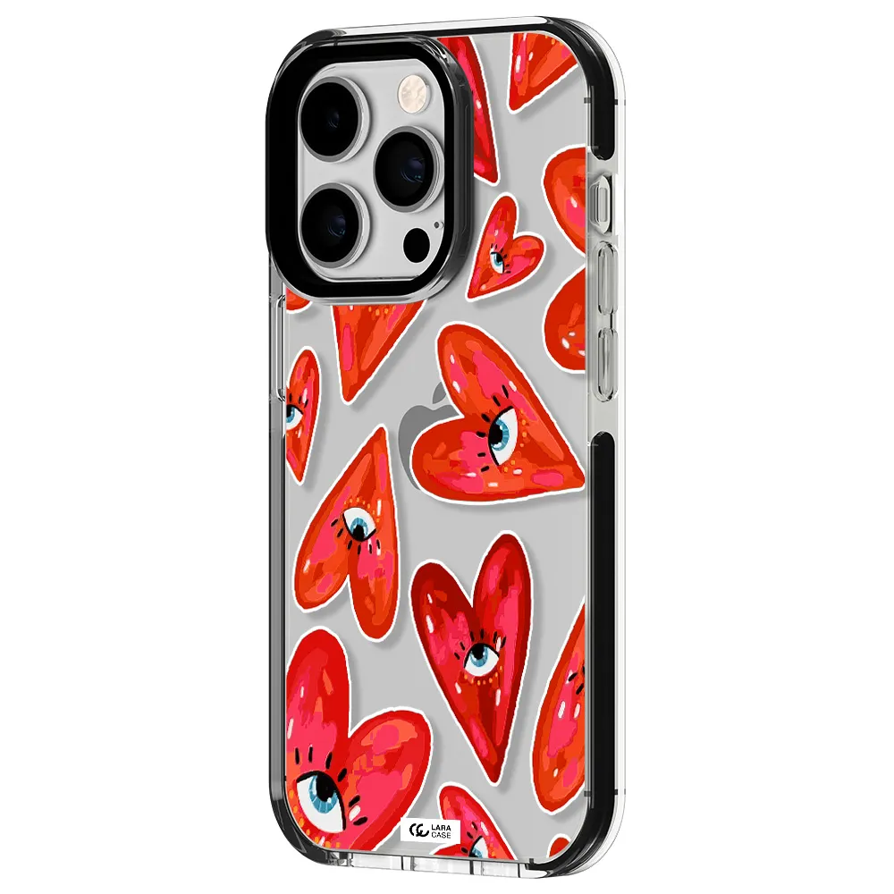 Evil Eye Heart Apple iPhone 14 pro impact black border Case