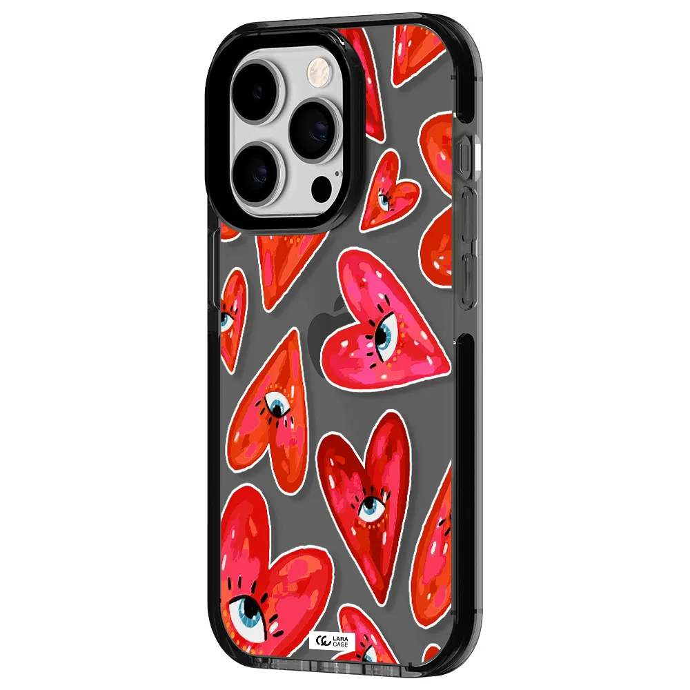 Evil Eye Heart Apple iPhone 14 pro impact Smoke Black Case