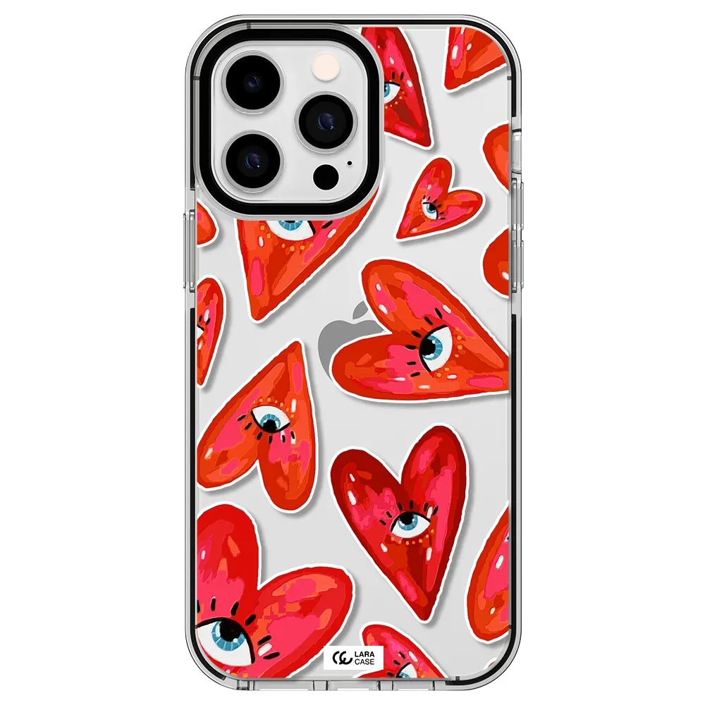 Evil Eye Heart Apple iPhone 14 pro max impact black border Case