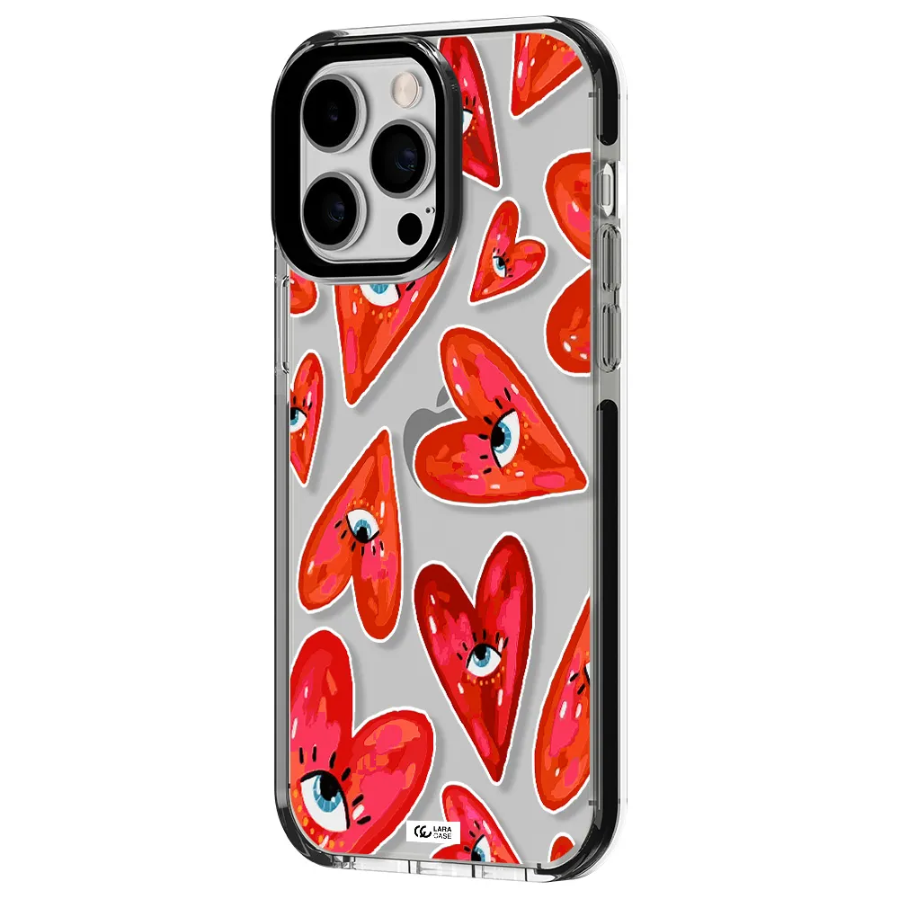 Evil Eye Heart Apple iPhone 14 pro max impact black border Case