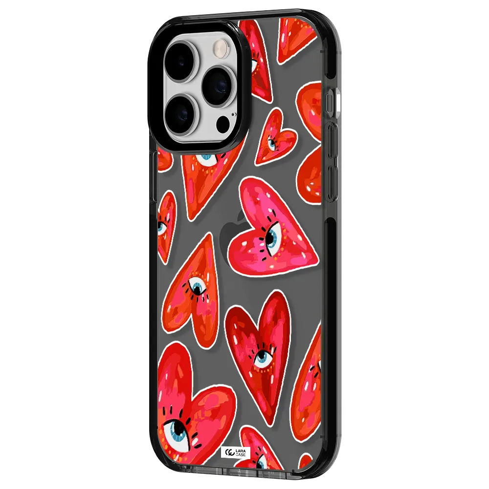 Evil Eye Heart Apple iPhone 14 pro max impact Smoke Black Case