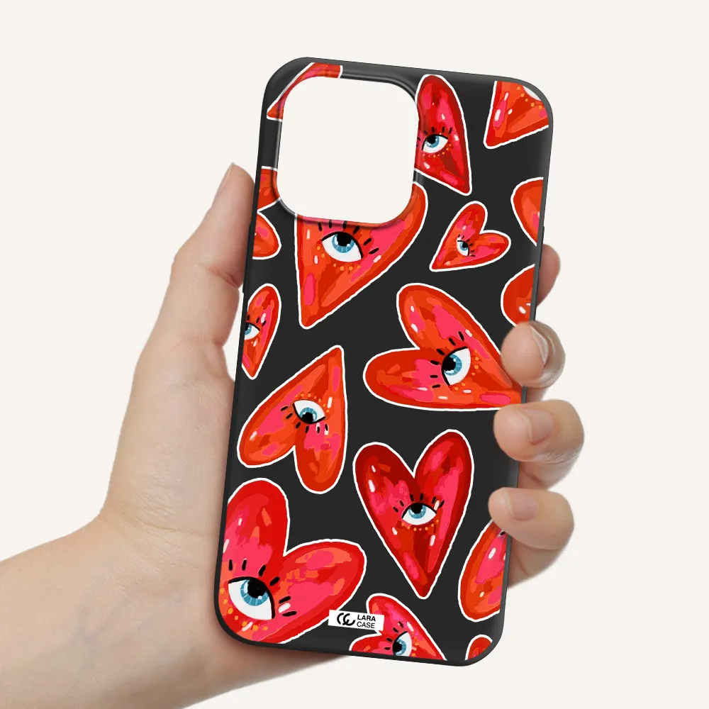 Evil Eye Heart Apple iPhone 14 pro max Silicone black Case
