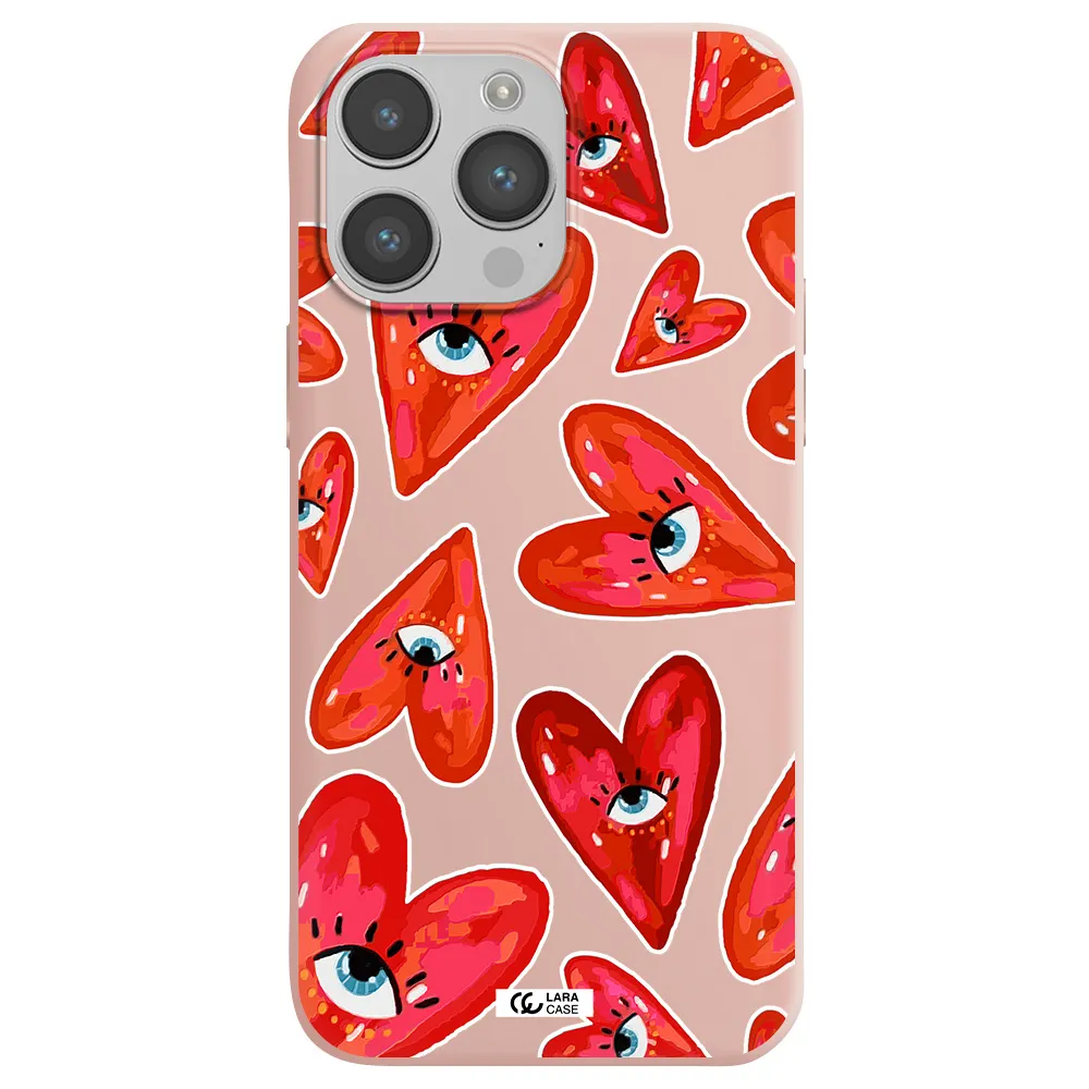 Evil Eye Heart Apple iPhone 14 pro Silicone pastel pink Case