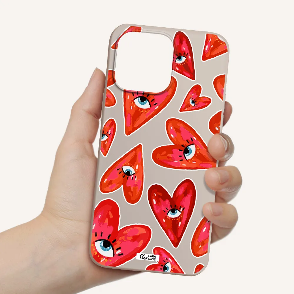 Evil Eye Heart Apple iPhone 14 pro Silicone Stone Case