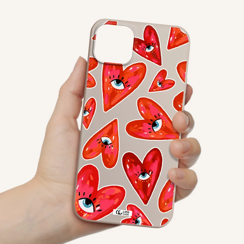Evil Eye Heart Apple iPhone 14 Silicone Stone Case