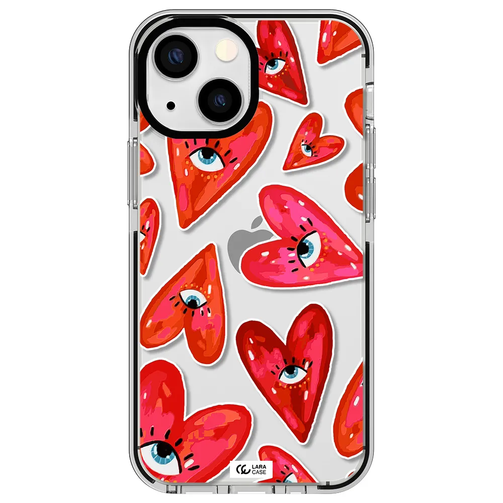 Evil Eye Heart Apple iPhone 15 impact black border Case