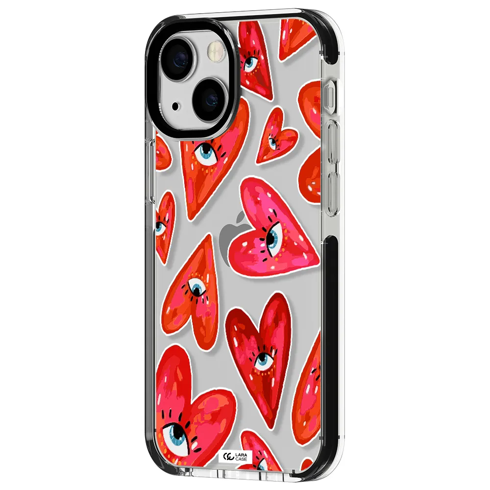 Evil Eye Heart Apple iPhone 15 impact black border Case