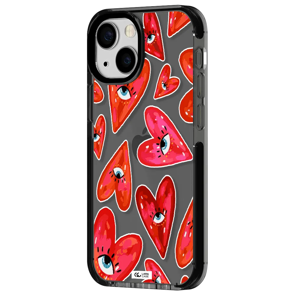 Evil Eye Heart Apple iPhone 15 impact Smoke Black Case
