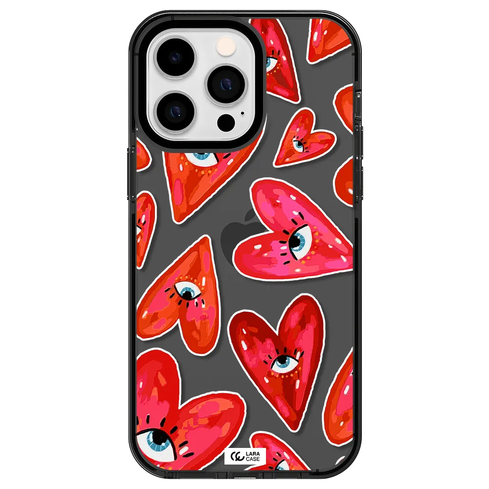 Evil Eye Heart Apple iPhone 15 Pro impact Smoke Black Case