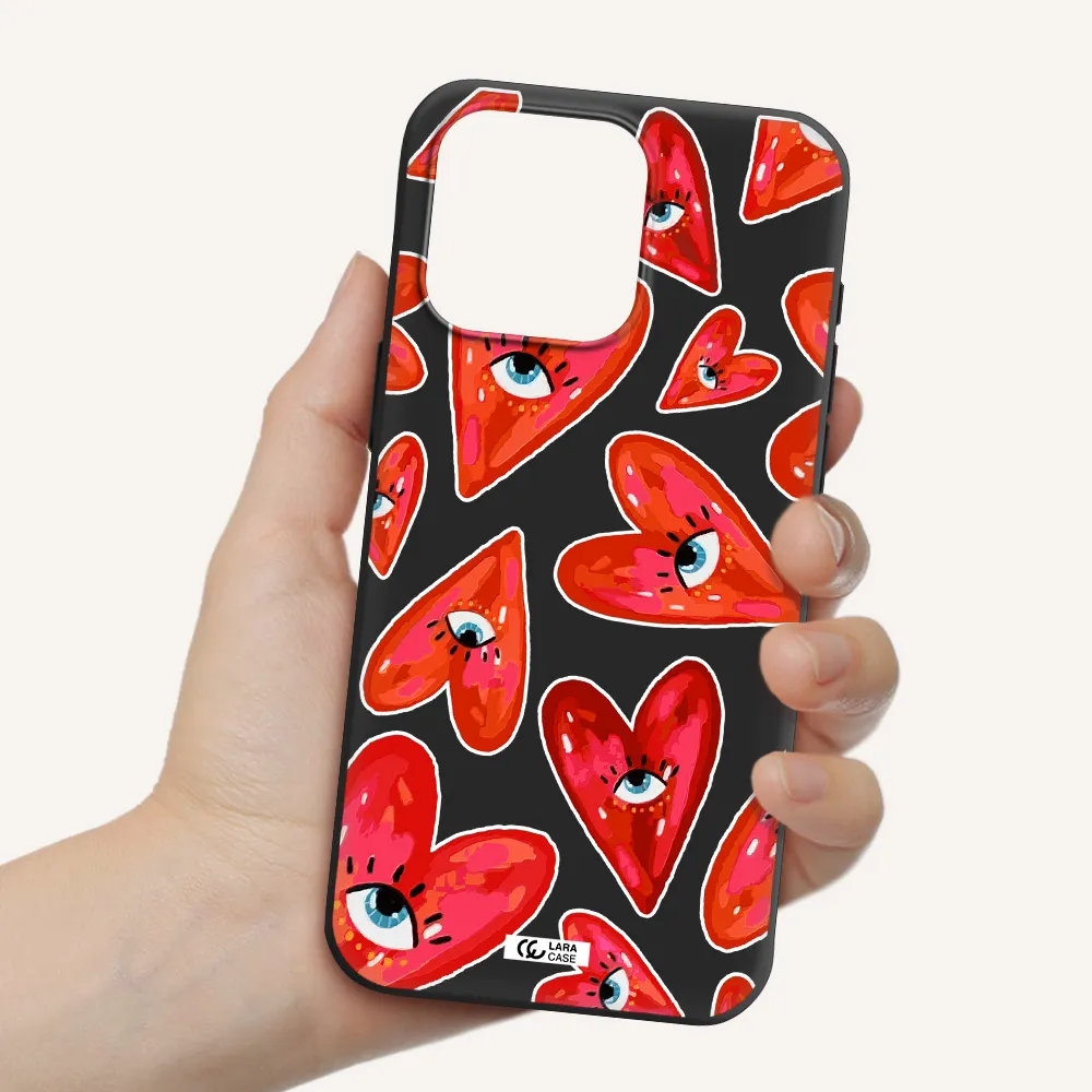 Evil Eye Heart Apple Iphone 15 Pro max Silicone black Case