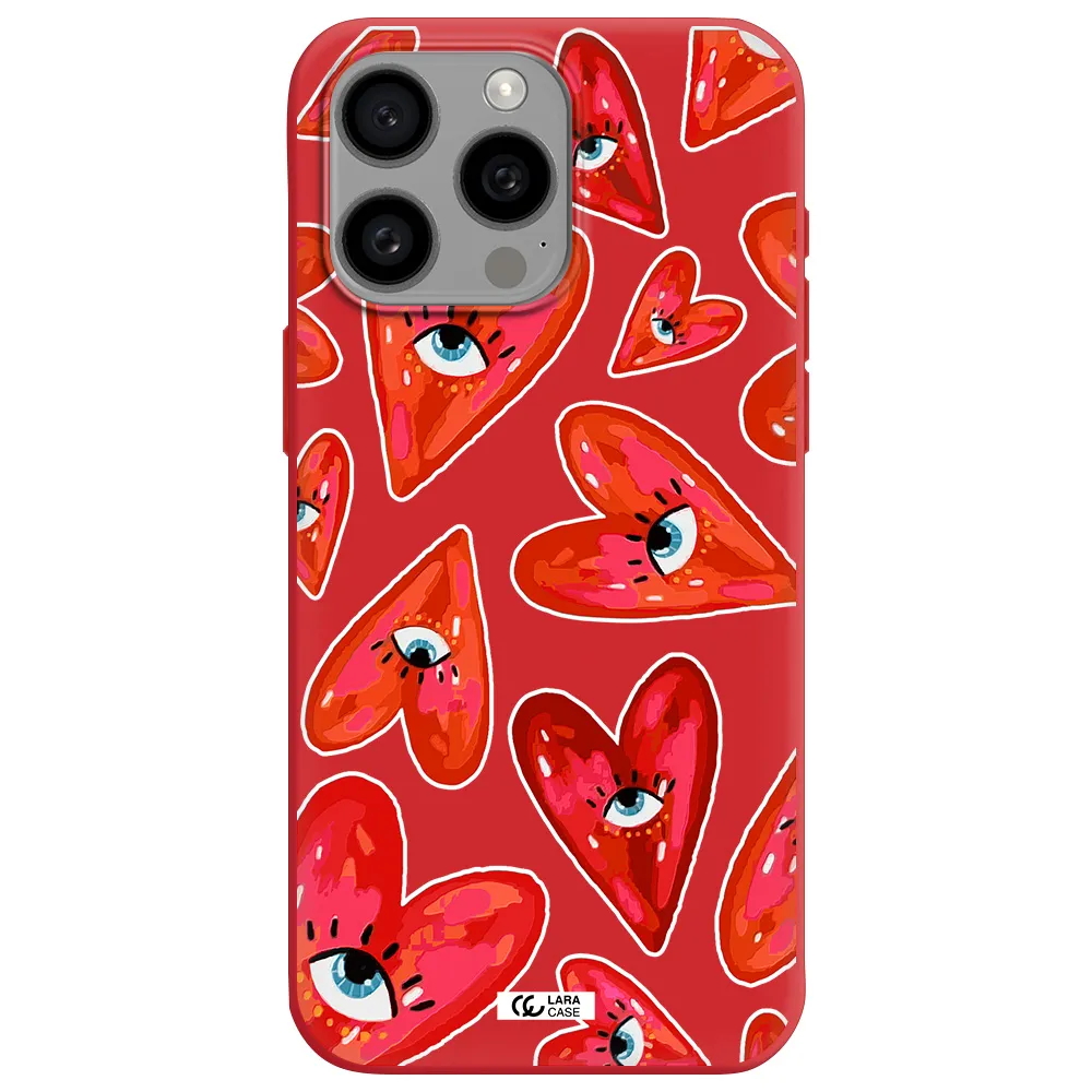 Evil Eye Heart Apple Iphone 15 Pro Max Silicone Imperial Red Case