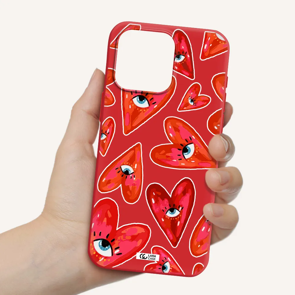 Evil Eye Heart Apple Iphone 15 Pro Max Silicone Imperial Red Case