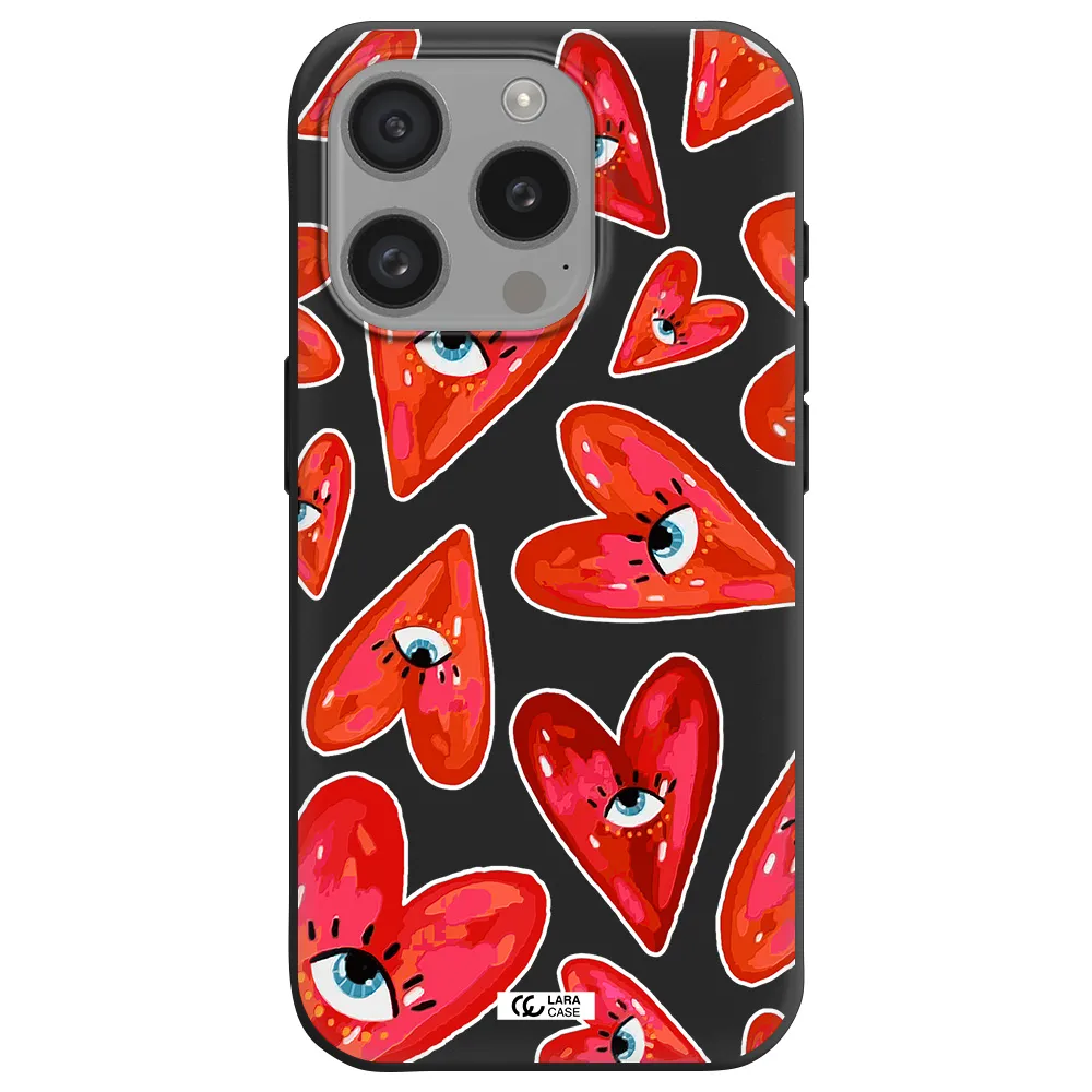 Evil Eye Heart Apple Iphone 15 Pro Silicone Black Case