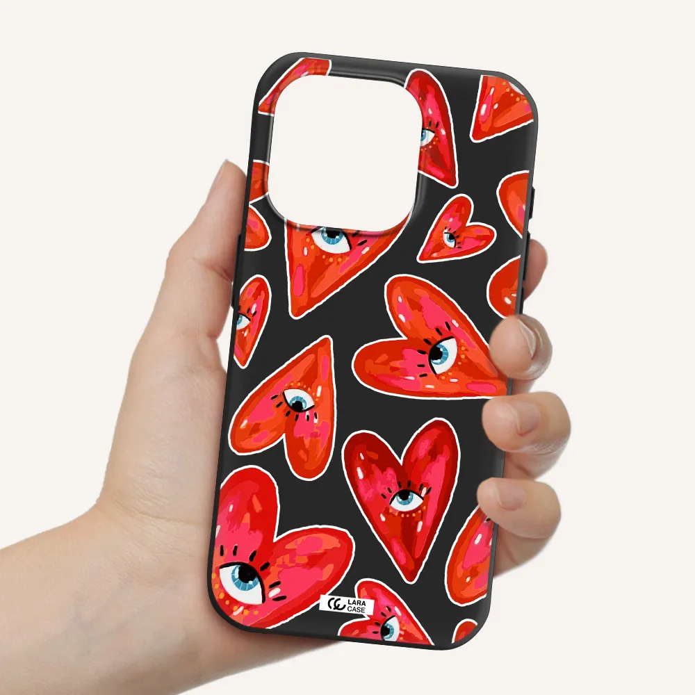 Evil Eye Heart Apple Iphone 15 Pro Silicone Black Case