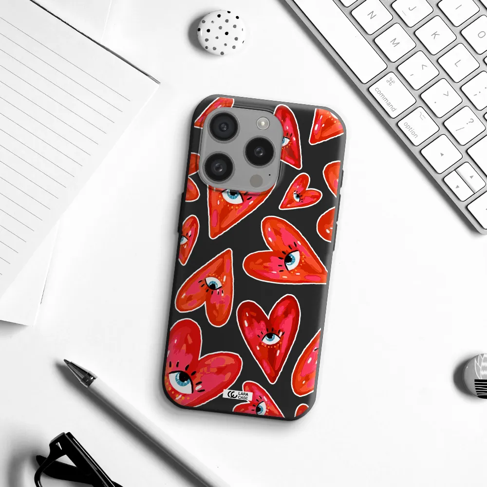 Evil Eye Heart Apple Iphone 15 Pro Silicone Black Case