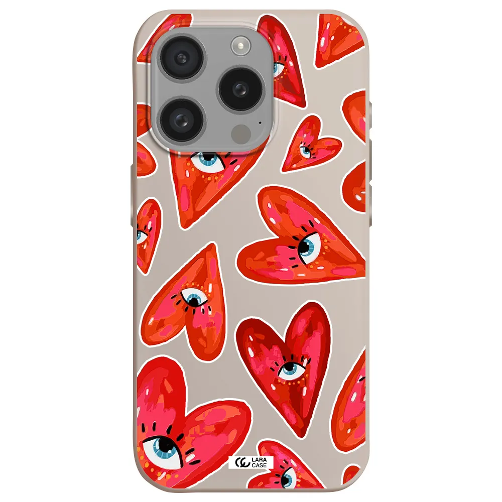Evil Eye Heart Apple Iphone 15 Pro Silicone Stone Case