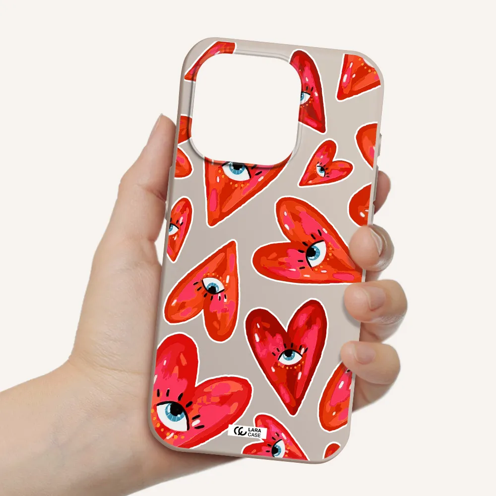 Evil Eye Heart Apple Iphone 15 Pro Silicone Stone Case