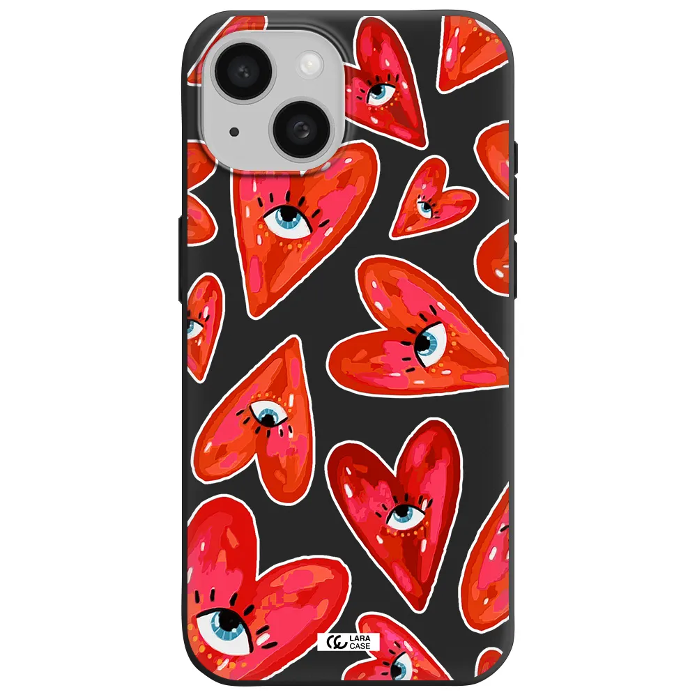 Evil Eye Heart Apple iPhone 15 Silicone black Case