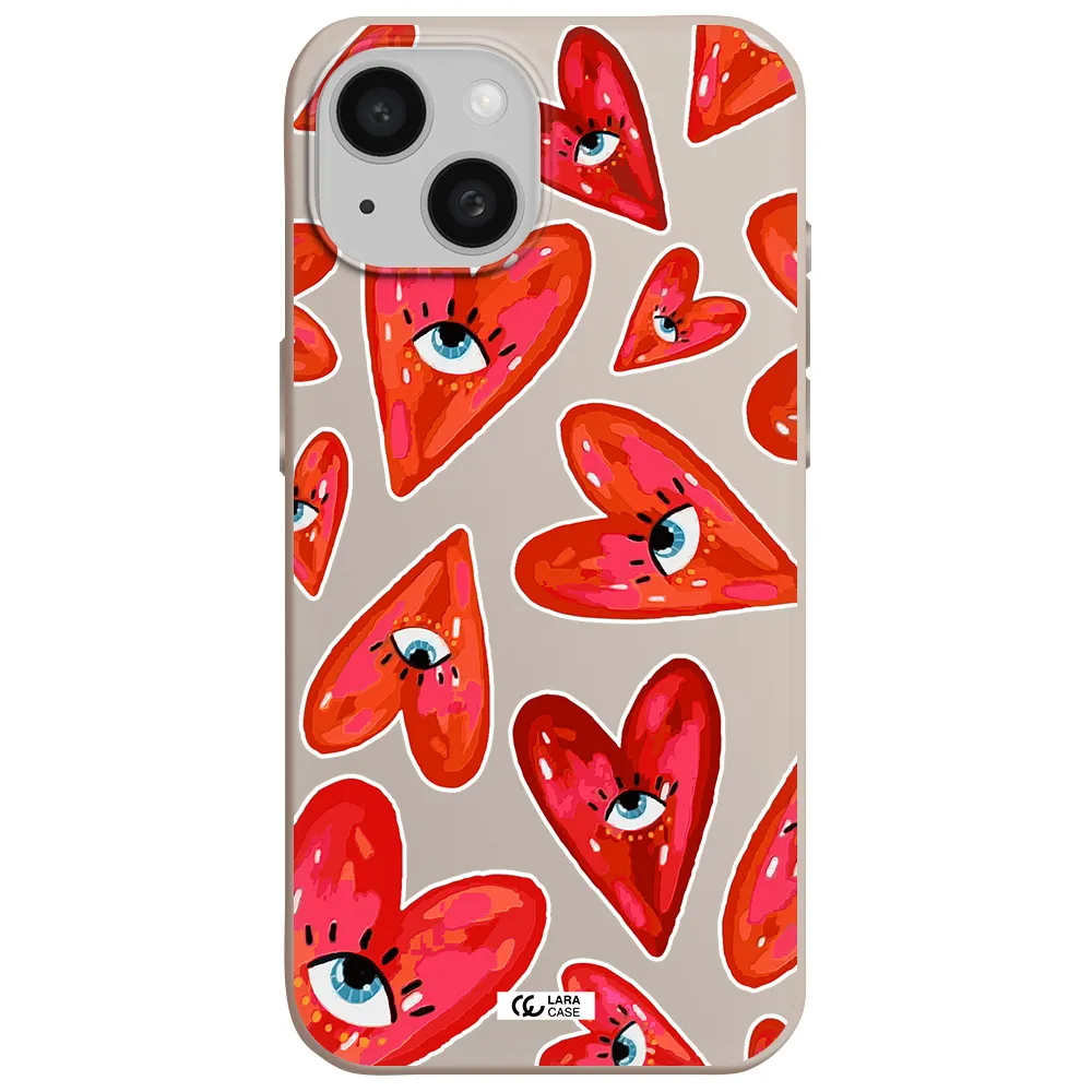 Evil Eye Heart Apple iPhone 15 Silicone Stone Case