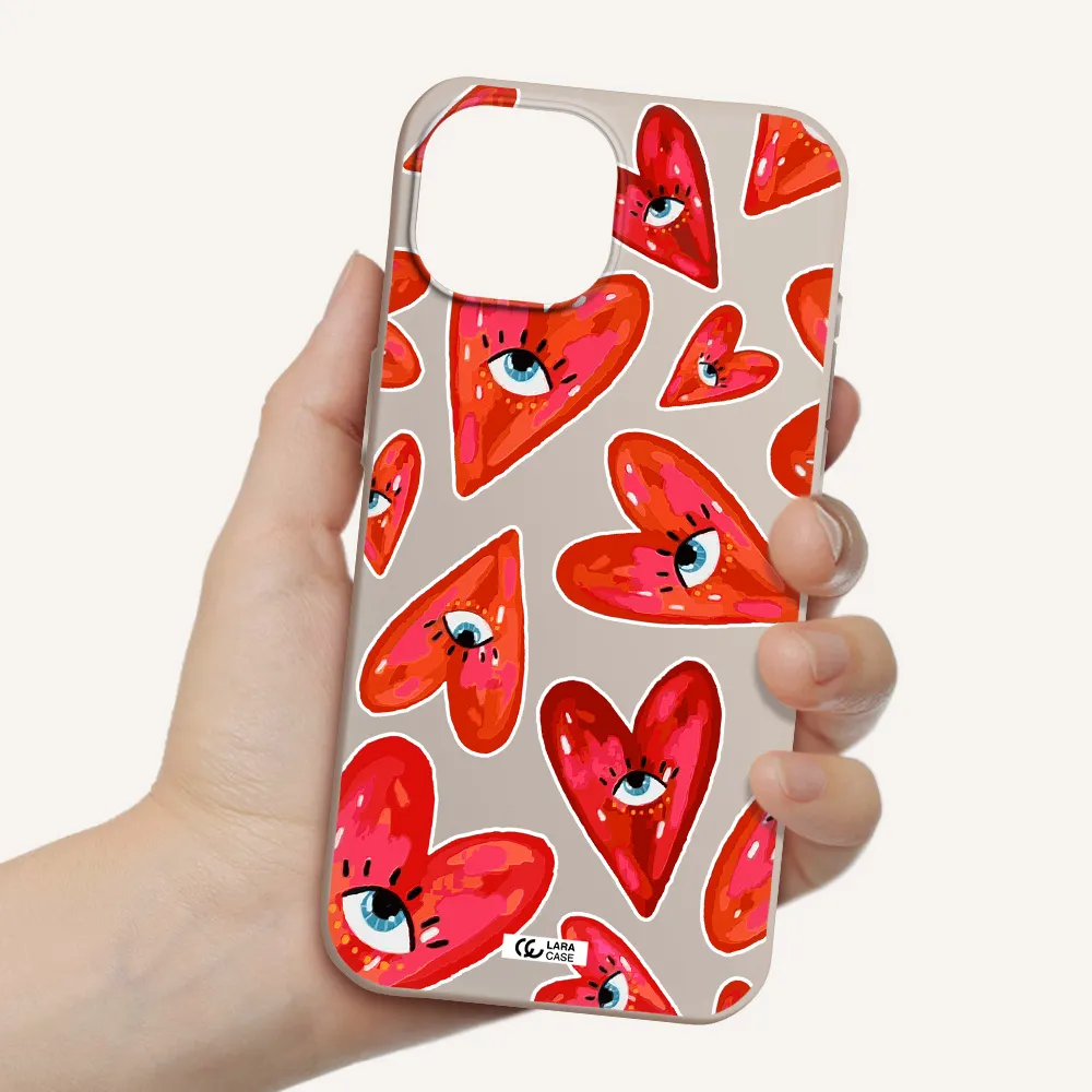 Evil Eye Heart Apple iPhone 15 Silicone Stone Case