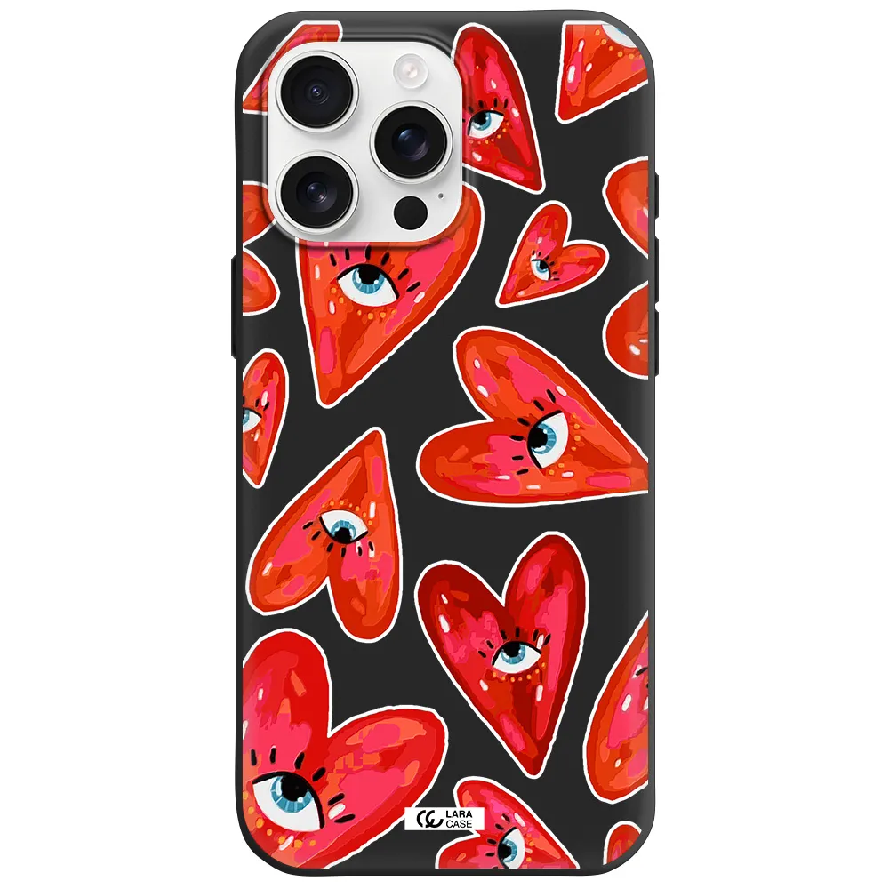 Evil Eye Heart Apple Iphone 16 Pro Max Silicone Black Case